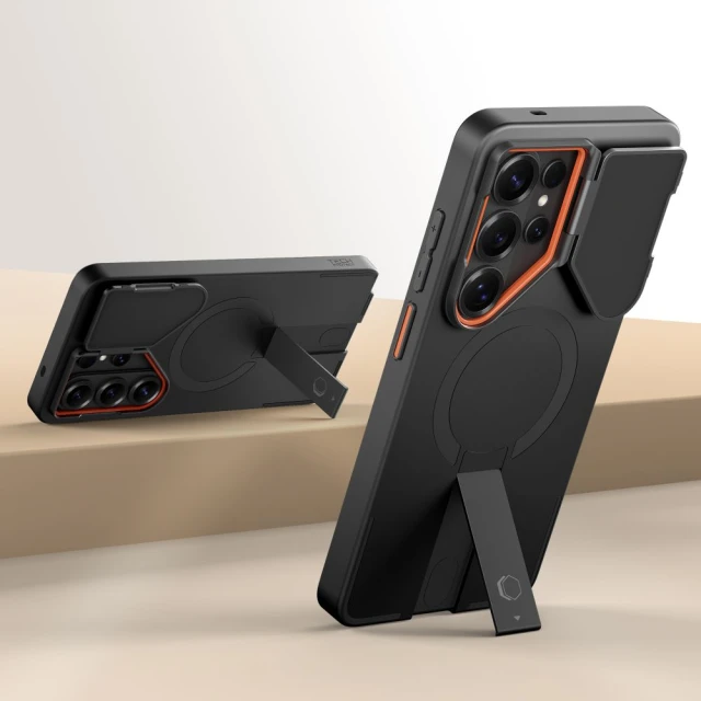 Чохол Tech-Protect Kevlar Aura для Samsung Galaxy S26 Ultra Black/Orange with MagSafe (5906302352425)
