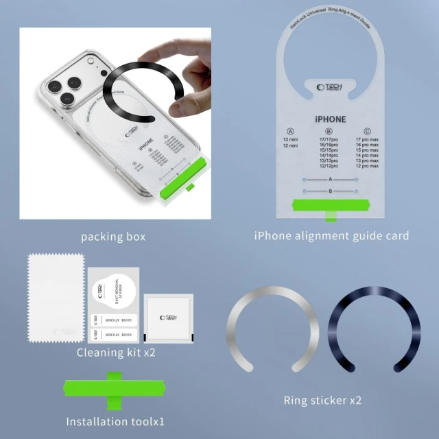 Кільце-тримач Tech-Protect MMP-210 Magnetic Ring Deep Blue & Silver (2 pack) with MagSafe (5906302352555)
