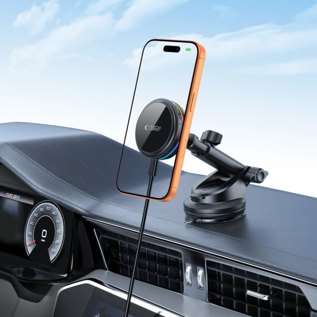 Автотримач з функцією бездротової зарядки Tech-Protect V9 ArcticBoost Magnetic Dashboard & Vent Car Mount Wireless Charger 25W Qi2.2 Black with MagSaf