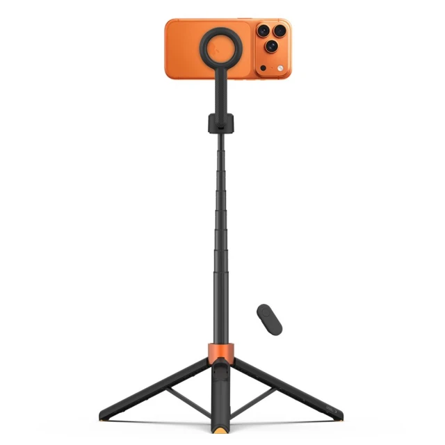 Універсальний штатив Tech-Protect L10S Bluetooth Selfie Stick Tripod Black/Orange with MagSafe (5906302352807)