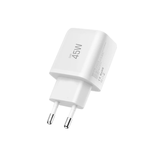 Мережевий зарядний пристрій Tech-Protect NCA45W-GAN 2-Port PD 45W / QC3.0 + Type-C Cable White (5906302352814)