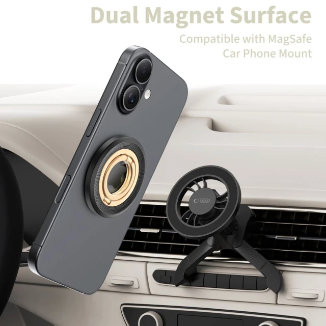 Кільце-тримач Tech-Protect MMR700 Lamano Magnetic Phone Ring Black/Gold with MagSafe (5906302353088)