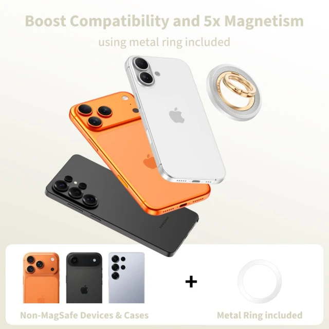 Кільце-тримач Tech-Protect MMR700 Lamano Magnetic Phone Ring Titanium/Gold with MagSafe (5906302353095)