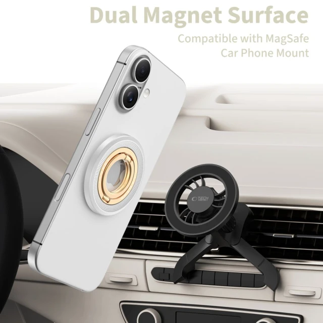 Кільце-тримач Tech-Protect MMR700 Lamano Magnetic Phone Ring Titanium/Gold with MagSafe (5906302353095)