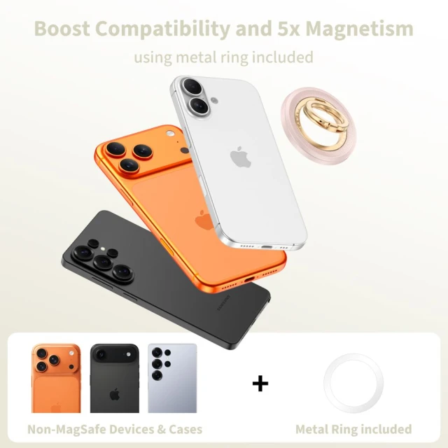 Кільце-тримач Tech-Protect MMR700 Lamano Magnetic Phone Ring Pink/Gold with MagSafe (5906302353101)