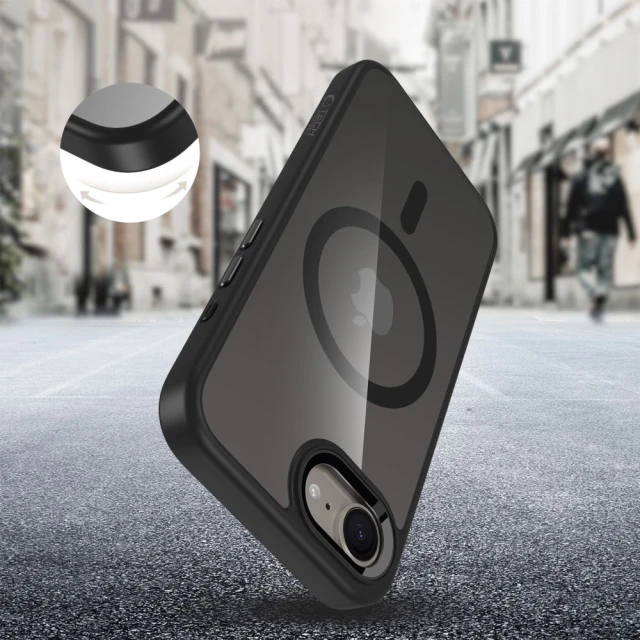 Чохол Tech-Protect MagMat для iPhone 16e Black Clear with MagSafe (5906302360253)