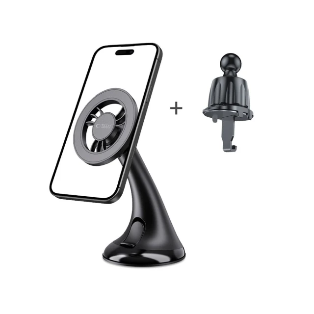 Автотримач Tech-Protect N56 Magnetic Dashboard UNRG & Vent Car Mount Black with MagSafe (5906302360703)