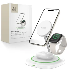Бездротовий зарядний пристрій Tech-Protect A46 3-in-1 15W White with MagSafe (5906302361007)