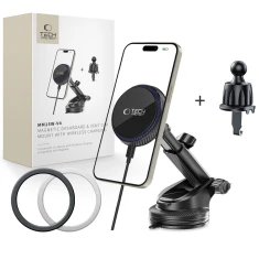 Автодержатель с функцией беспроводной зарядки Tech-Protect MM15W-V4 Magnetic Dashboard & Vent Car Mount 15W Black with MagSafe (5906302361076)