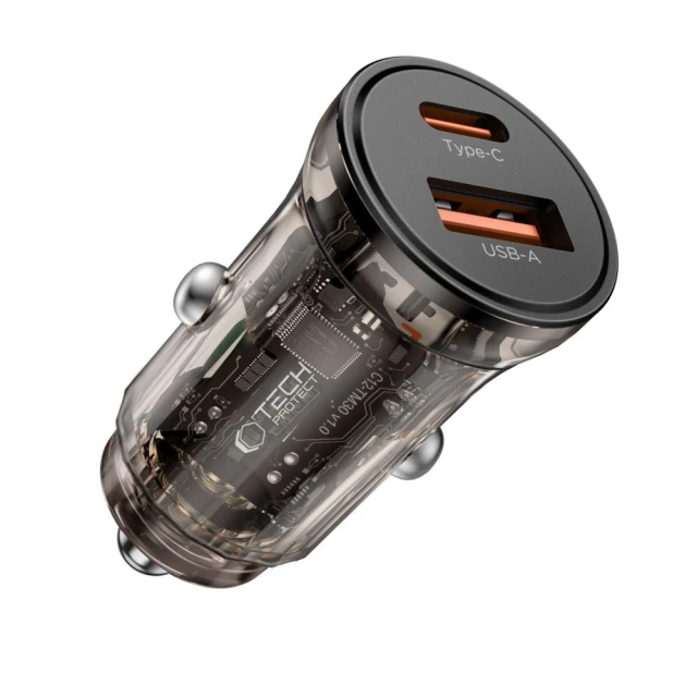 Автомобільний зарядний пристрій Tech-Protect CC01 USB-A | USB-C 30W Black (5906302361311)