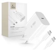 Мережевий зарядний пристрій Tech-Protect NC20W 20W USB-C with USB-C to USB-C Cable 1 m White (5906302361588)