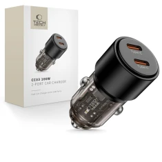 Автомобільний зарядний пристрій Tech-Protect CC03 2xUSB-C 100W Black (5906302361687)