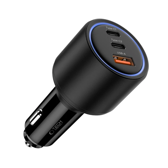 Автомобильное зарядное устройство Tech-Protect CC04 2xUSB-C | USB-A 175W Black (5906302361700)