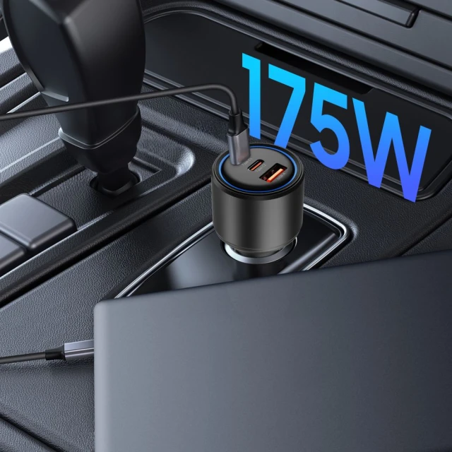 Автомобильное зарядное устройство Tech-Protect CC04 2xUSB-C | USB-A 175W Black (5906302361700)