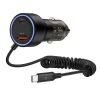 Автомобільний зарядний пристрій Tech-Protect CC05 USB-A | USB-C 60W with Built-in USB-C Cable Black (5906302361717)