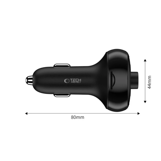 FM-трансмиттер Tech-Protect CC06 2xUSB-A | USB-C 72W Black (5906302361786)