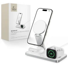 Бездротовий зарядний пристрій Tech-Protect A47 3-in-1 White with MagSafe (5906302362530)