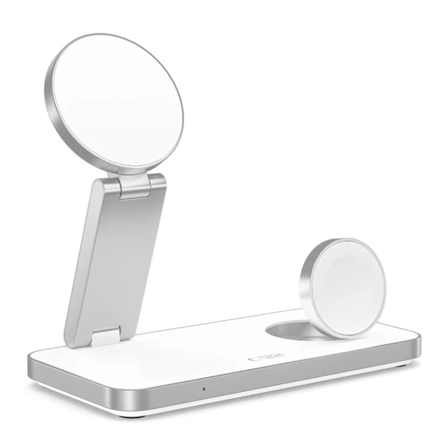 Бездротовий зарядний пристрій Tech-Protect A47 3-in-1 White with MagSafe (5906302362530)