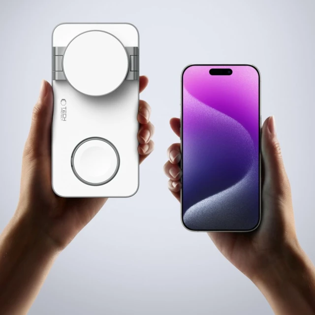 Бездротовий зарядний пристрій Tech-Protect A47 3-in-1 White with MagSafe (5906302362530)