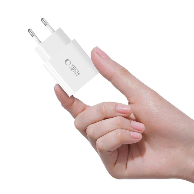 Мережевий зарядний пристрій Tech-Protect NC20W PD 20W USB-C with USB-C to Lightning Cable 1 m White (5906302362899)