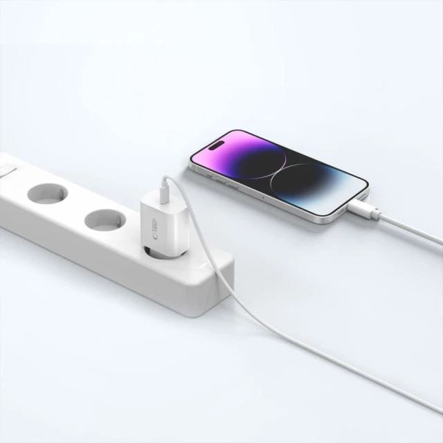 Мережевий зарядний пристрій Tech-Protect NC20W PD 20W USB-C with USB-C to Lightning Cable 1 m White (5906302362899)