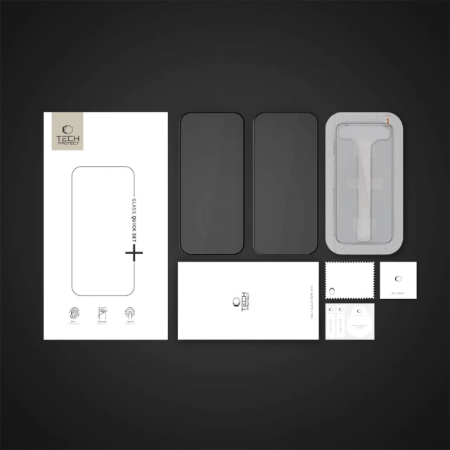 Захисне скло Tech-Protect Quick Set+ для iPhone 16 Pro Black (2 pack) (5906302363155)