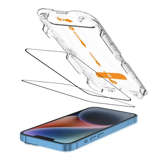 Защитное стекло Tech-Protect Quick Set+ для iPhone 16e | 14 | 13 Pro | 13 Black (2 pack) (5906302363186)