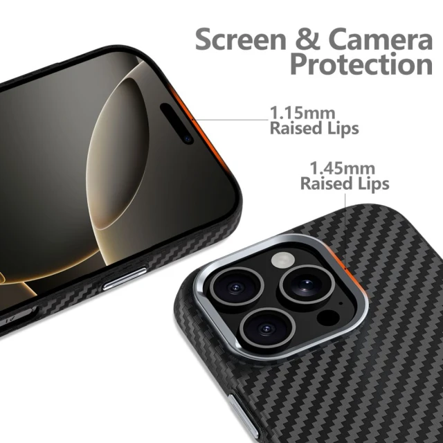 Чохол Tech-Protect Ion Carbon для iPhone 16 Pro Black Silver with MagSafe (5906302363308)