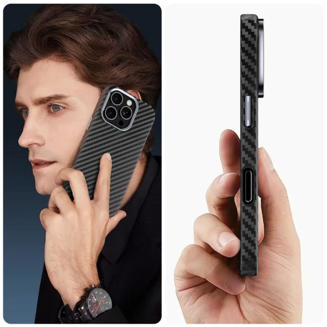 Чохол Tech-Protect Ion Carbon для iPhone 16 Pro Max Black Silver with MagSafe (5906302363315)