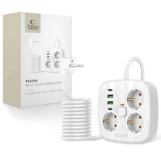 Мережевий подовжувач Tech-Protect PCS3X4 3xAC | 2xUSB-A | 2xUSB-C 2 m White (5906302363421)