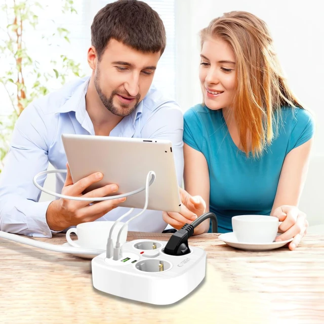 Мережевий подовжувач Tech-Protect PCS3X4 3xAC | 2xUSB-A | 2xUSB-C 2 m White (5906302363421)