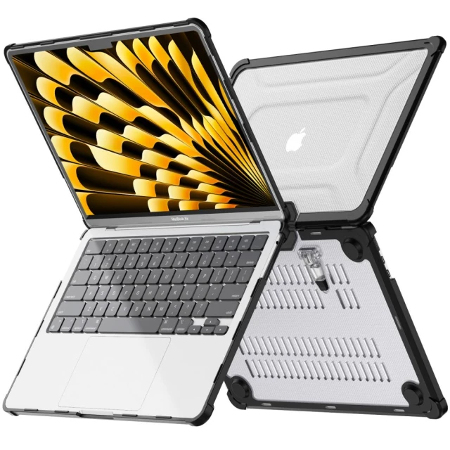 Чохол Tech-Protect SmartShell Pro для MacBook Air 13 M2 | M3 | M4 (2023-2025) Black Clear (5906302363551)