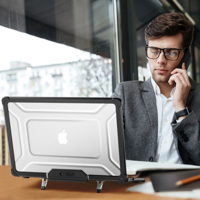 Чохол Tech-Protect SmartShell Pro для MacBook Air 13 M2 | M3 | M4 (2023-2025) Black Clear (5906302363551)