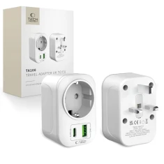 Адаптер Tech-Protect Travel Adapter TA100 UK to EU White (5906302368525)