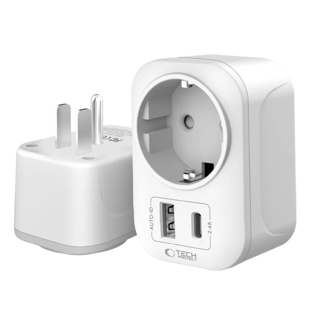 Адаптер Tech-Protect Travel Adapter TA100 US to EU White (5906302368532)