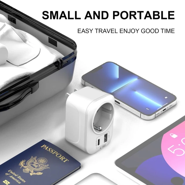 Адаптер Tech-Protect Travel Adapter TA100 US to EU White (5906302368532)