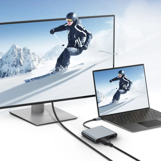 USB-хаб Tech-Protect HB08 4-in-1 USB-C to USB-A | 2x HDMI 4K 60Hz Space Grey (5906302368624)