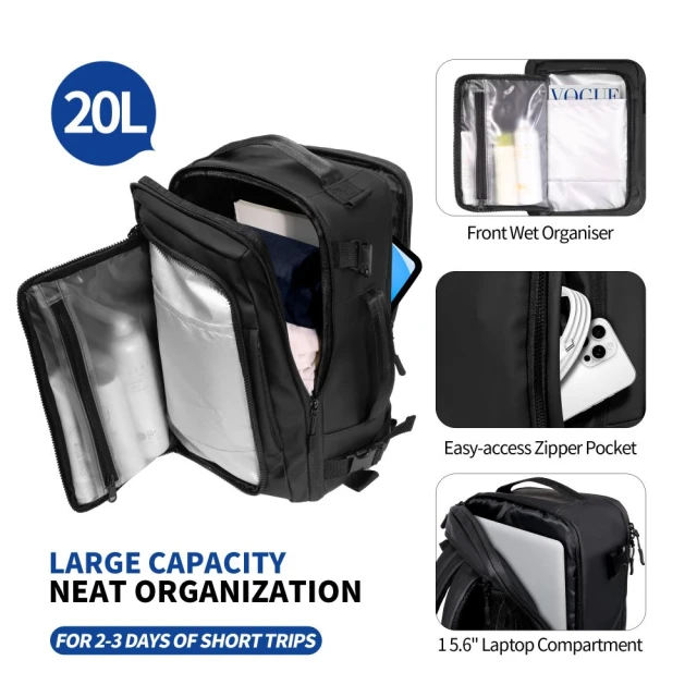 Рюкзак Tech-Protect Defender S50 Ryanair & Wizzair Travel 20L Black (5906302368808)