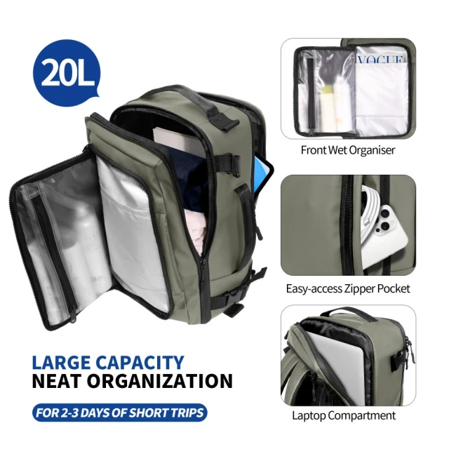 Рюкзак Tech-Protect Defender S50 Ryanair & Wizzair Travel 20L Olive Green (5906302368815)