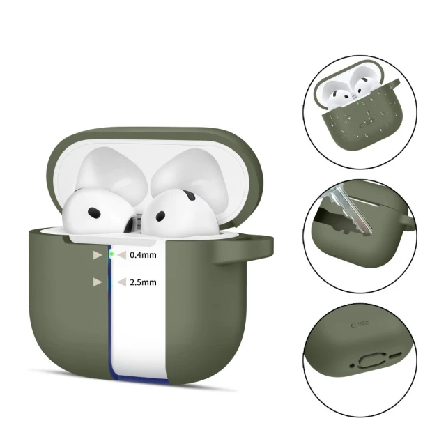 Чехол для наушников Tech-Protect Silicone Hook для AirPods 4 Olive Green (5906302370085)