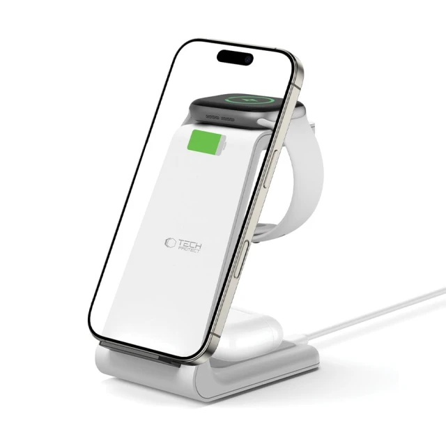 Бездротовий зарядний пристрій Tech-Protect A36 3-in-1 15W White (5906302372157)