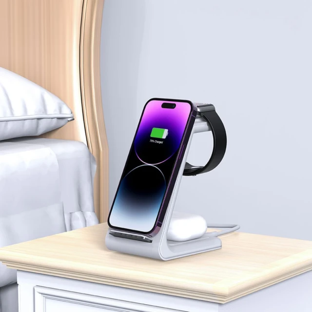 Бездротовий зарядний пристрій Tech-Protect A36 3-in-1 15W White (5906302372157)