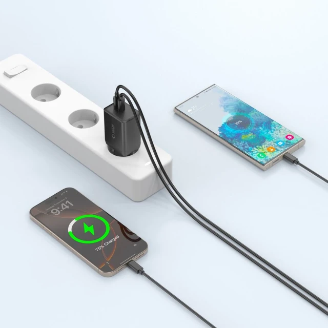 Сетевое зарядное устройство Tech-Protect NC45W-GaN PD 45W 2xUSB-C Black (5906302372386)