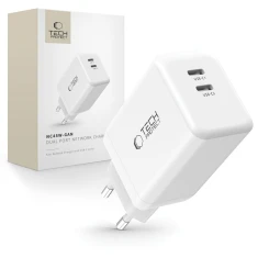 Мережевий зарядний пристрій Tech-Protect NC45W-GaN PD 45W 2xUSB-C White (5906302372393)