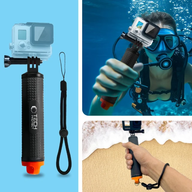 Водонепроникний монопод Tech-Protect GА100 Float Hand Grip для GoPro | DJI Black (5906302372447)