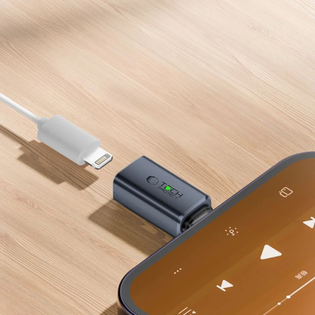 Аудіоадаптер Tech-Protect UltraBoost USB-C to Lightning Grey (5906302372508)