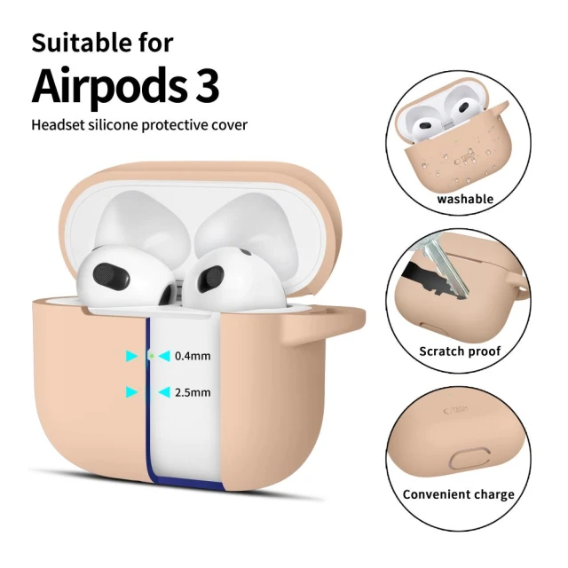 Чохол для навушників Tech-Protect Silicone Hook для AirPods 3 Caffe Latte (5906302375066)