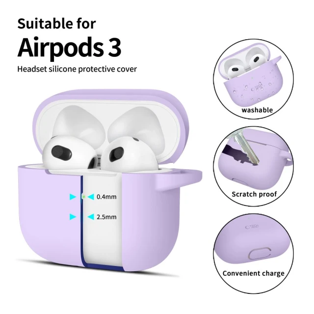 Чохол для навушників Tech-Protect Silicone Hook для AirPods 3 Lavender (5906302375080)
