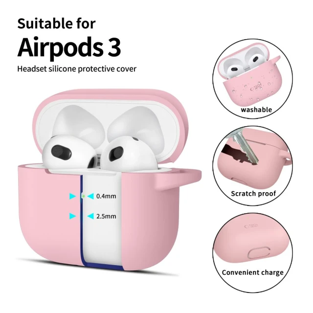 Чохол для навушників Tech-Protect Silicone Hook для AirPods 3 Dusty Pink (5906302375127)