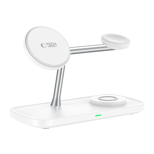 Бездротовий зарядний пристрій Tech-Protect A45 3-in-1 15W White with MagSafe (5906302375615)